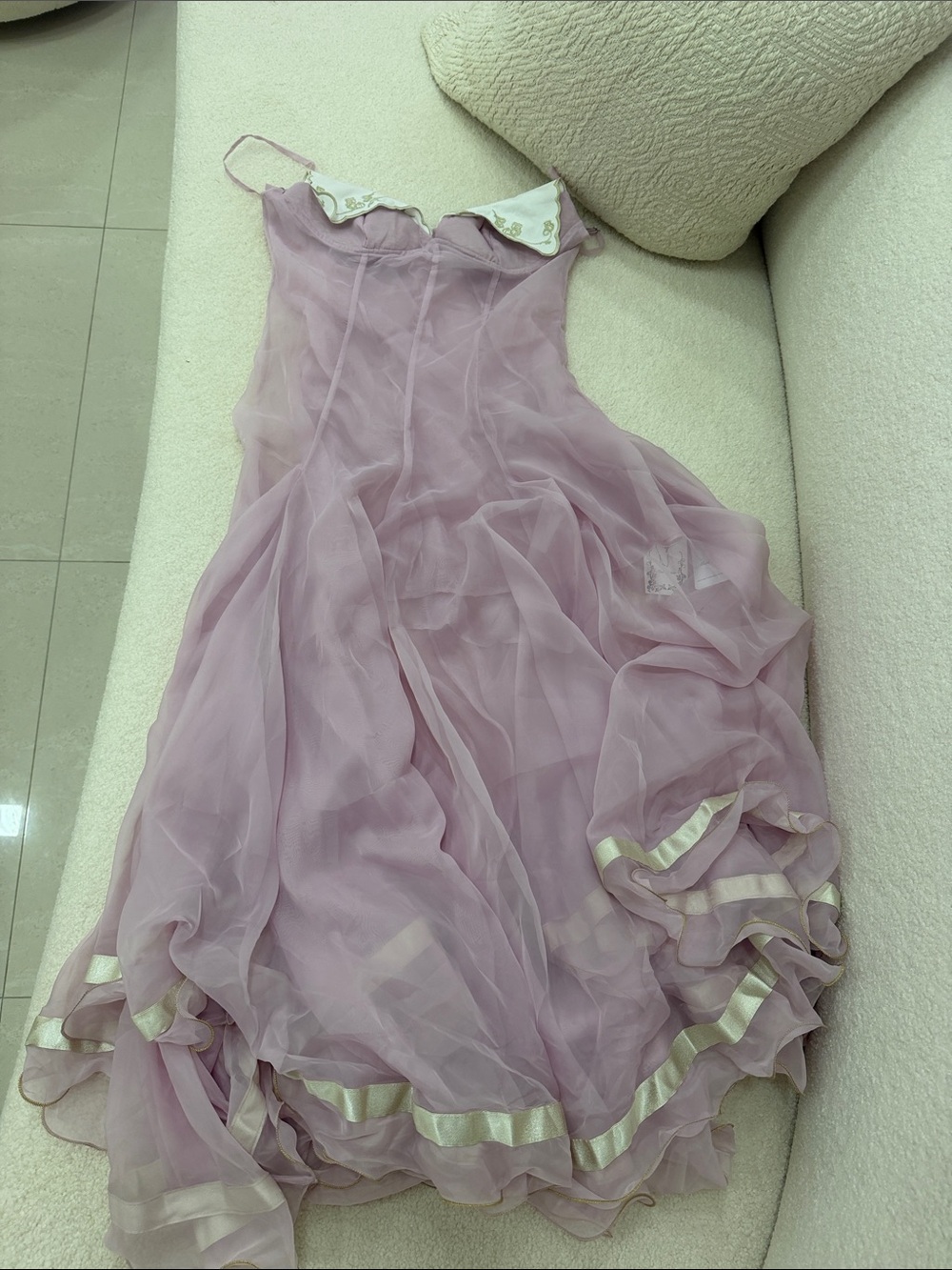 Strapless Lilac Chiffon Evening Dress